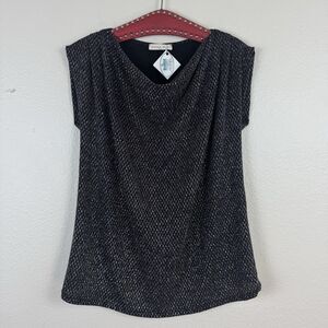 NWOT Orange Farm Cowl Neck Lurex Top Silver Multicolor Metallic Glitter Medium